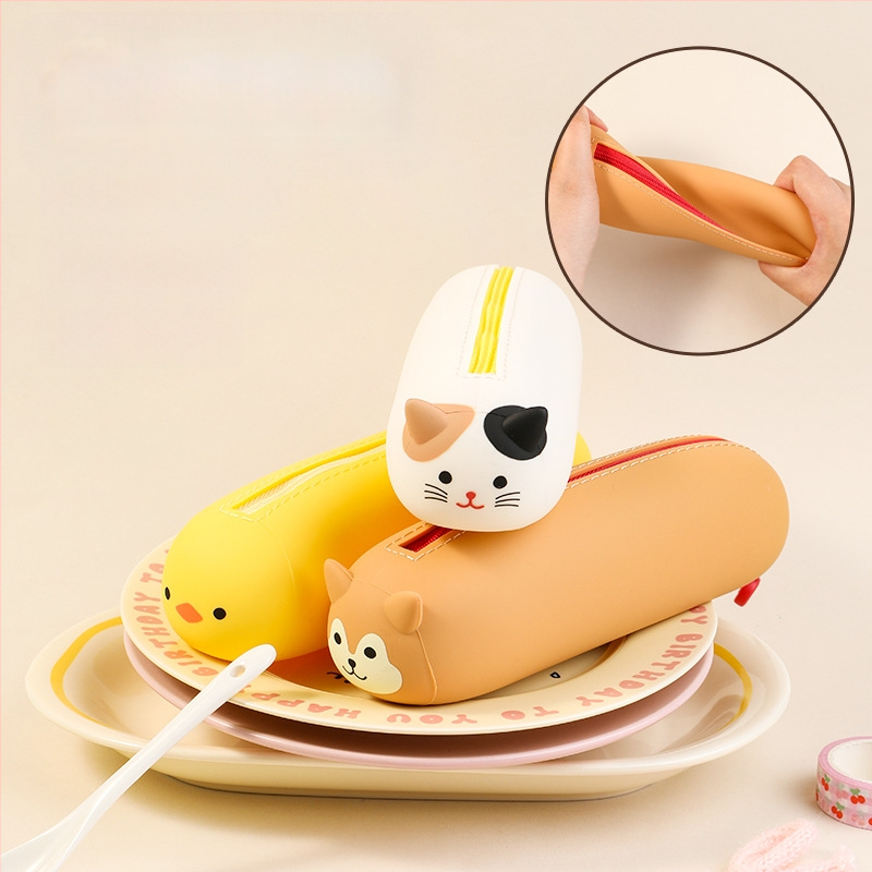 Силиконов несесер за моливи за деца – унисекс, японски стил, симпатичен дизайн, творческа канцелария