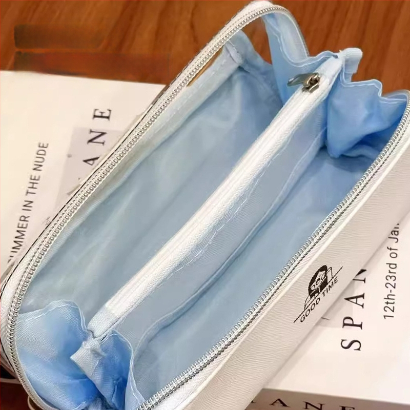 Несесер за моливи в корейски стил, двуслоен нейлонов калъф за ученици