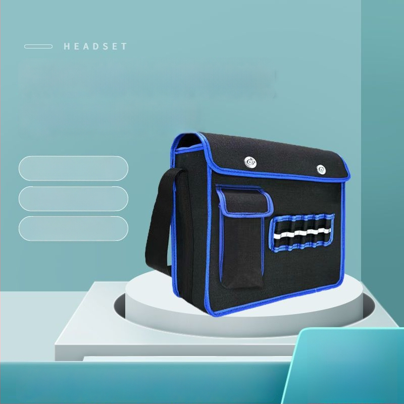 Elektrininko įrankių krepšys per petį – drobė, PU pamušalas, antibakterinis, vyriška pečių krepšys