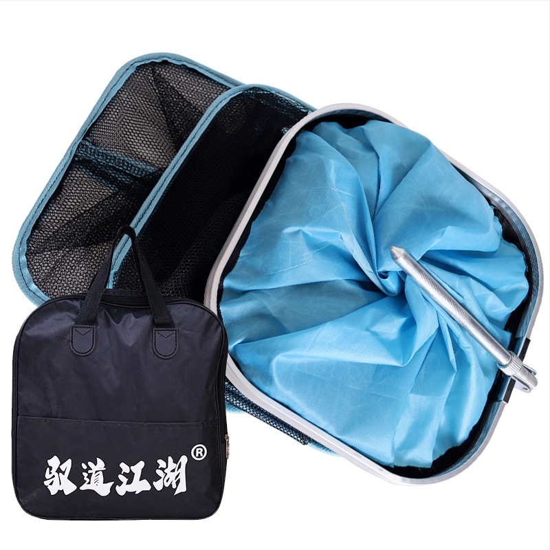 Νάιλον διχτυωτό σακίδιο για μικρά ψάρια με μικρό μάτι, τετράγωνο στόμιο και μεταλλικό περίγραμμα από σύρμα για άγριο ψάρεμα