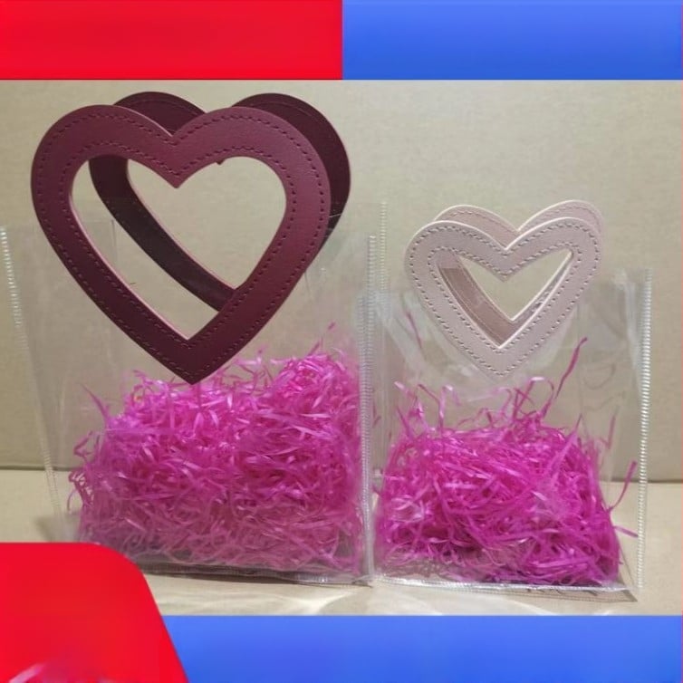 Geantă de cadouri din PVC în formă de inimă, transparentă, cu logo personalizat, imprimare prin presare la înaltă frecvență