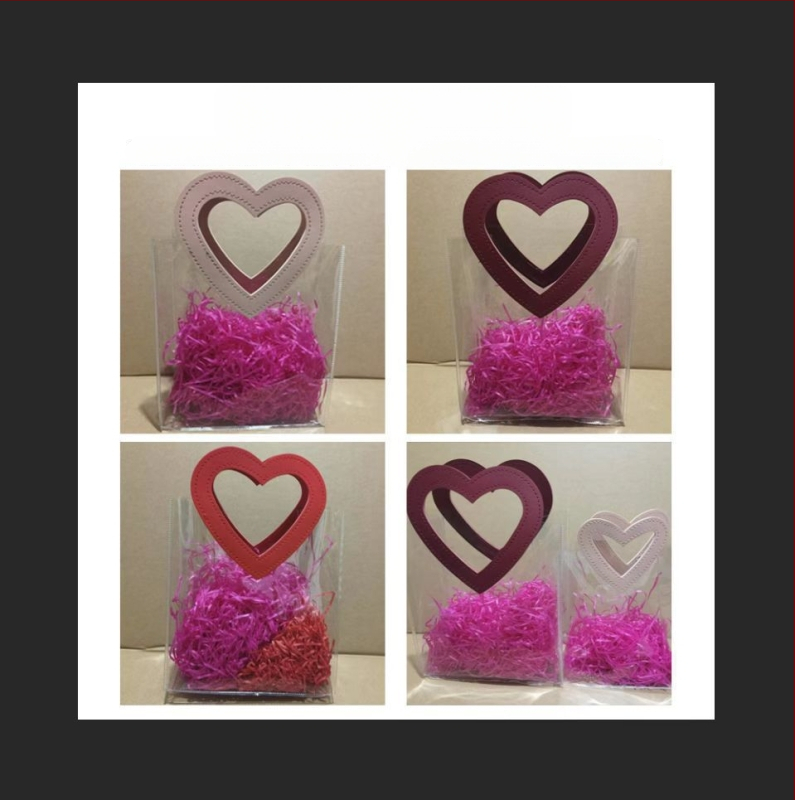 Geantă de cadouri din PVC în formă de inimă, transparentă, cu logo personalizat, imprimare prin presare la înaltă frecvență