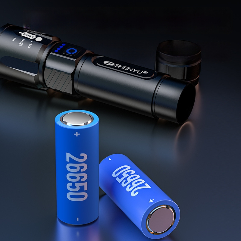 LED фенер с ръчен генератор, 30W, алуминиева сплав, 26650 литиева батерия, презареждаем, обхват до 500 m