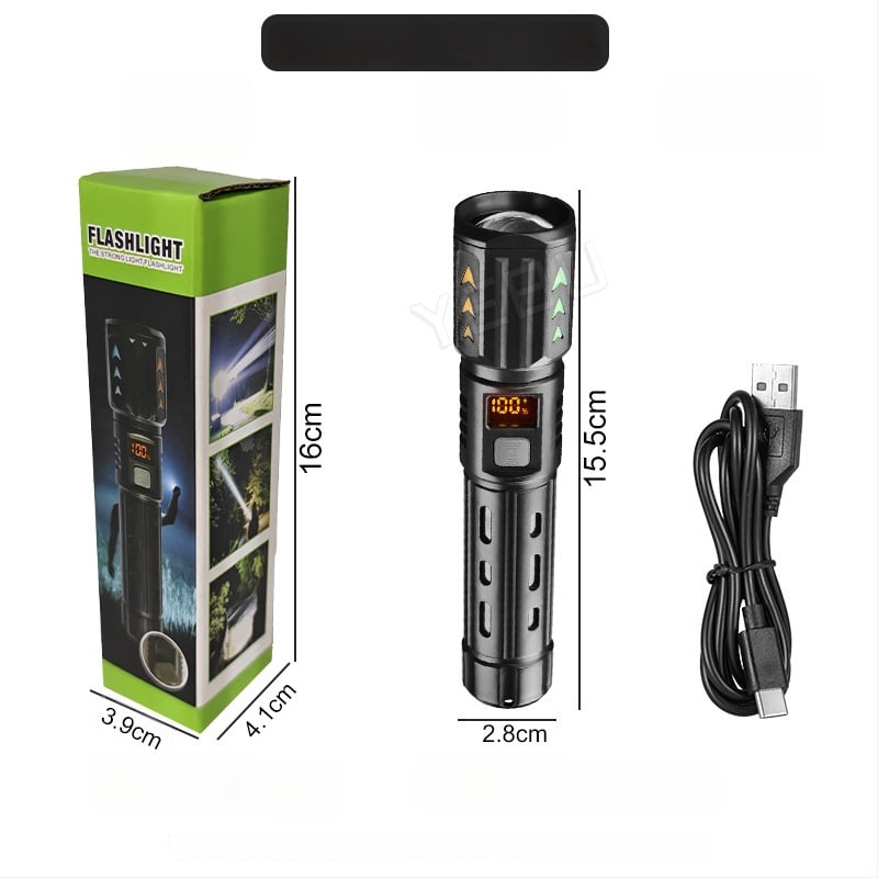 LED фенерче за къмпинг с телескопичен зум, 10W, 1200mAh, ръчно задвижване