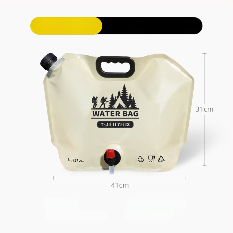 Kültéri víztároló tasak 8 L csap, összecsukható, élelmiszer-minőségű PE+PA+PET