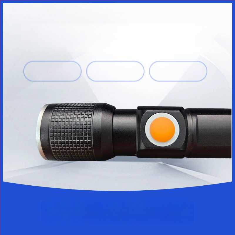 LED аварийно фенерче, USB презареждане, регулируем фокус, дълъг обсег до 500 m, корпус от алуминиева сплав