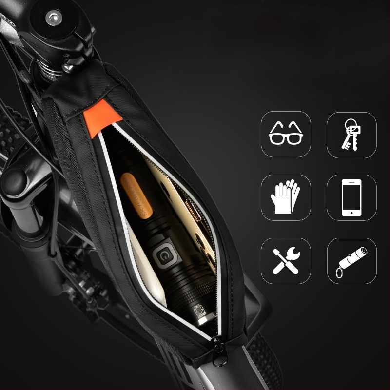 Elülső váztáska kerékpárhoz, vízálló, vászon anyag, 1 L kapacitás