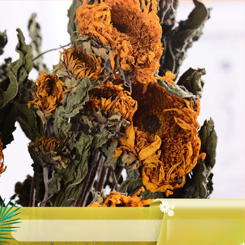 Napraforgó szárított virágok - színezés nélkül, szárított levélerek, csokorhoz, karton csomagolás