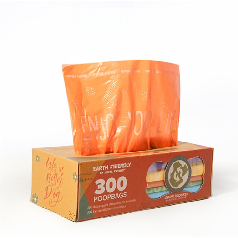 Biologiškai skaidūs šunų išmatų maišeliai, plokščio atidarymo tipas, sutirštinėti, medžiaga EPI+HDPE, 300 vnt., galimybė privačiai etiketei