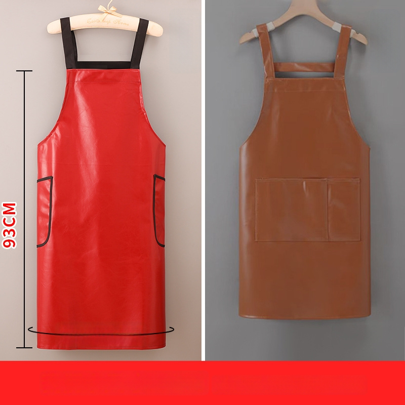 PU кожа престилка до коляното, без ръкави, водоустойчива за кухня, столова и миене на съдове