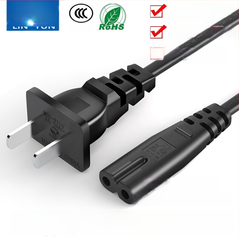 Figure-8 захранващ кабел, CCC сертифициран, PVC изолация, двупинов щепсел