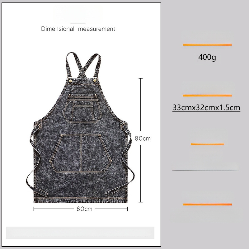Деним престилка без ръкави за работа, анти-замърсяваща, модерен и семпъл стил, възможност за лицензиран частен етикет