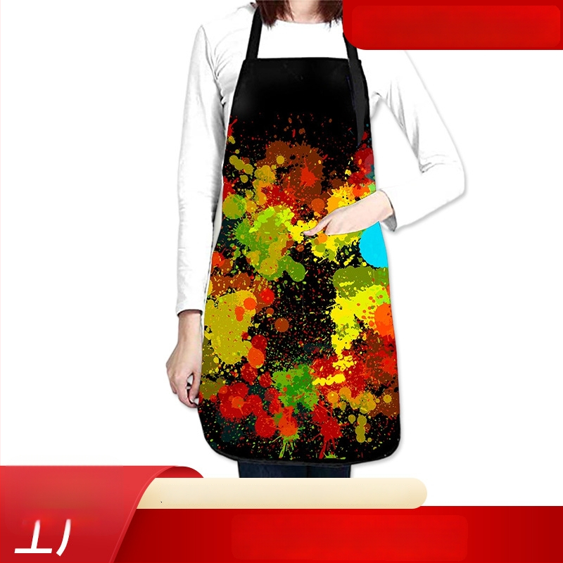 Персонализирана водоустойчива престилка против пръски с регулируема яка, без ръкави, полиестер, геометричен принт