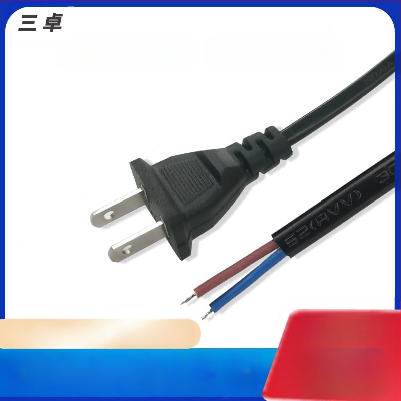 Захранващ кабел US стандарт, двуядрен, двупинов щепсел, чист мед, покритие от олово на щепсела