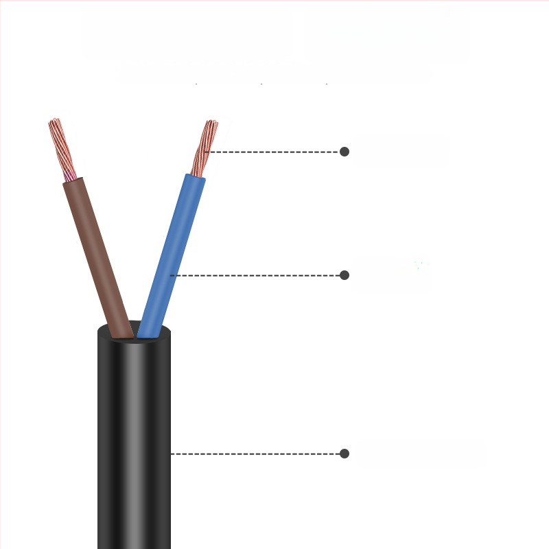 Захранващ кабел US стандарт, двуядрен, двупинов щепсел, чист мед, покритие от олово на щепсела