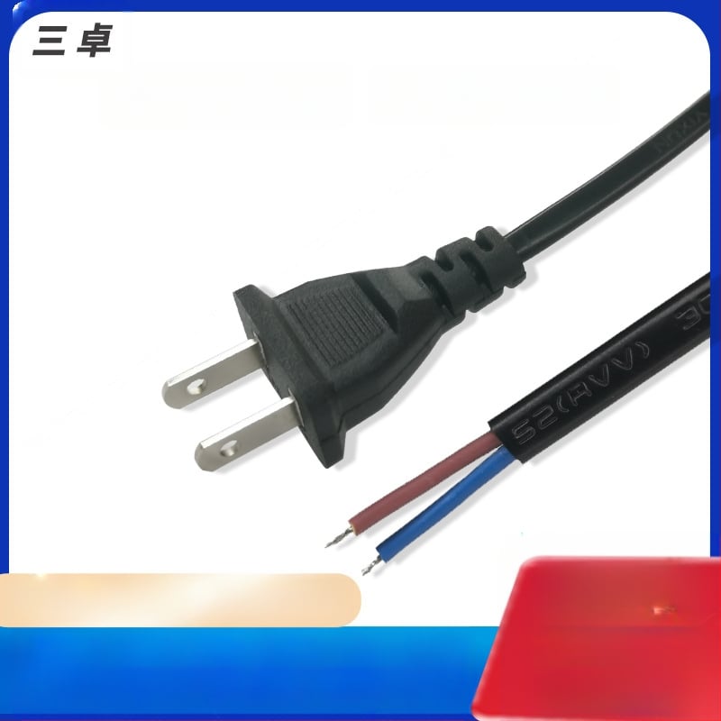 Захранващ кабел US стандарт, двуядрен, двупинов щепсел, чист мед, покритие от олово на щепсела