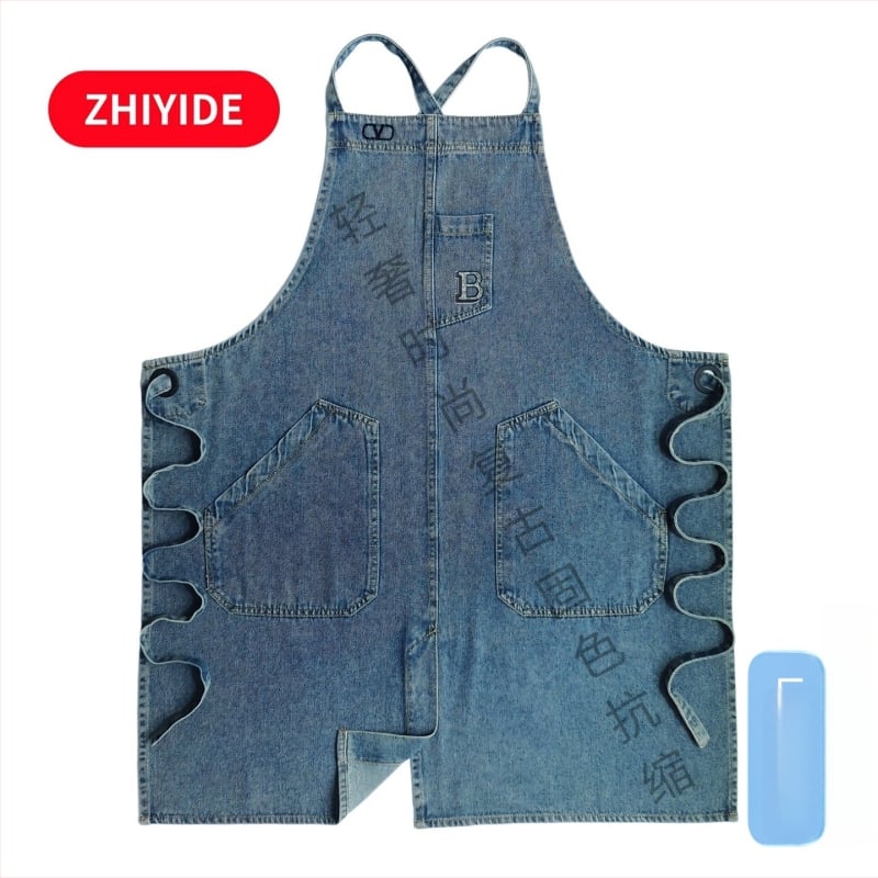 Денимова безръкавна престилка с персонализирано лого, японски стил, против замърсяване, за различни сценарии на употреба