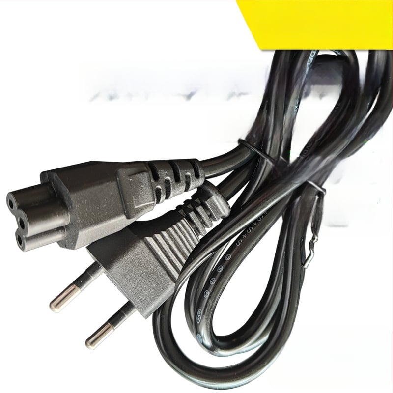 Захранващ кабел за лаптоп адаптер, медно-покрит алуминиев проводник, PVC изолация, европейски стандарт двупинов щепсел, сертифициран по германски стандарт