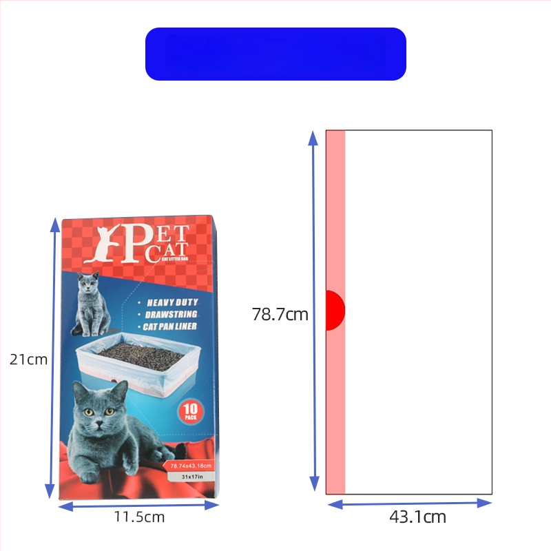 Stori PE maišai katės tualeto atliekoms, su virvele, 10 vnt dėžutėje