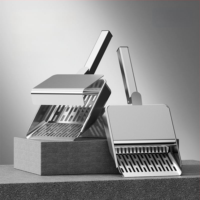 Macskaalom-szedegető kanál fedéllel, rozsdamentes acélból, többfunkciós, finom lyukakkal