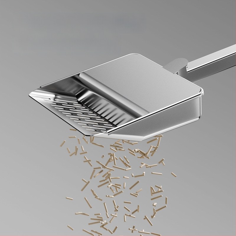 Macskaalom-szedegető kanál fedéllel, rozsdamentes acélból, többfunkciós, finom lyukakkal