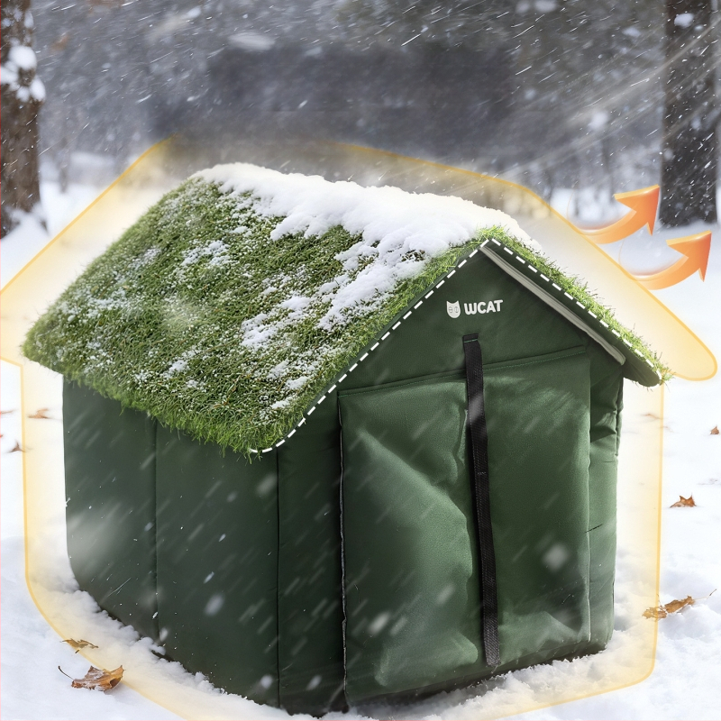 Котешка къщичка за открито – затворена, защита срещу дъжд и сняг, зимно топла, лесна за разглобяване и почистване
