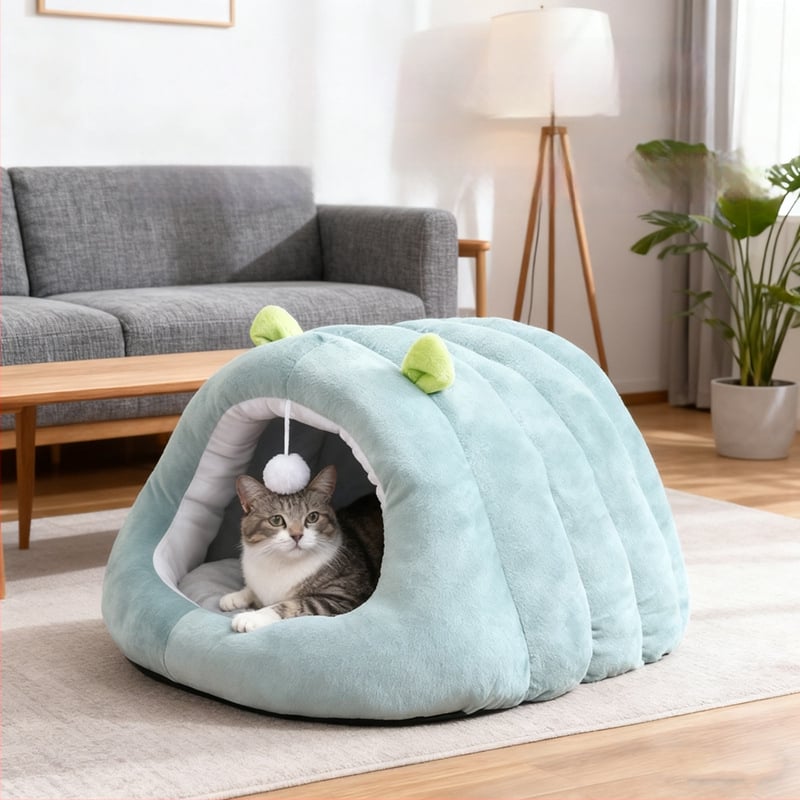 Гнездо за домашни любимци – полузатворено кучешко легло, фланелен материал, сваляемо и миещо се