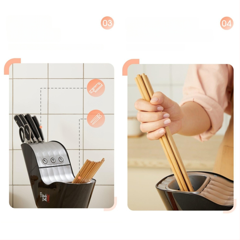 Θήκη απολύμανσης μαχαιριών και κουτί αποθήκευσης μαχαιροπίρουνων με λειτουργία στέγνωσης • υλικό PP+PET • επιτραπέζιο σχεδίαση • μινιμαλιστικό στυλ