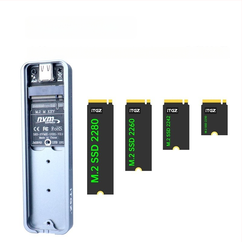 M.2 NVMe väliskorpus – JMS583, USB 3.2 Gen2 10Gbps, alumiiniumsegu, toetab kuni 4TB
