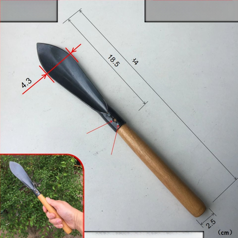 Лопата с дървена дръжка и нож от инструментална стомана; глава 150 g; за градина и засаждане, земеделие