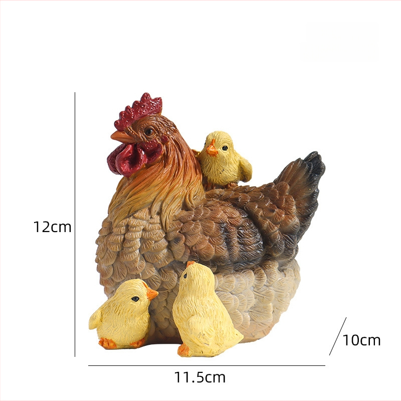 Figurină de grădină cu cocoș și găină, din rășină sintetică, decor pentru curte