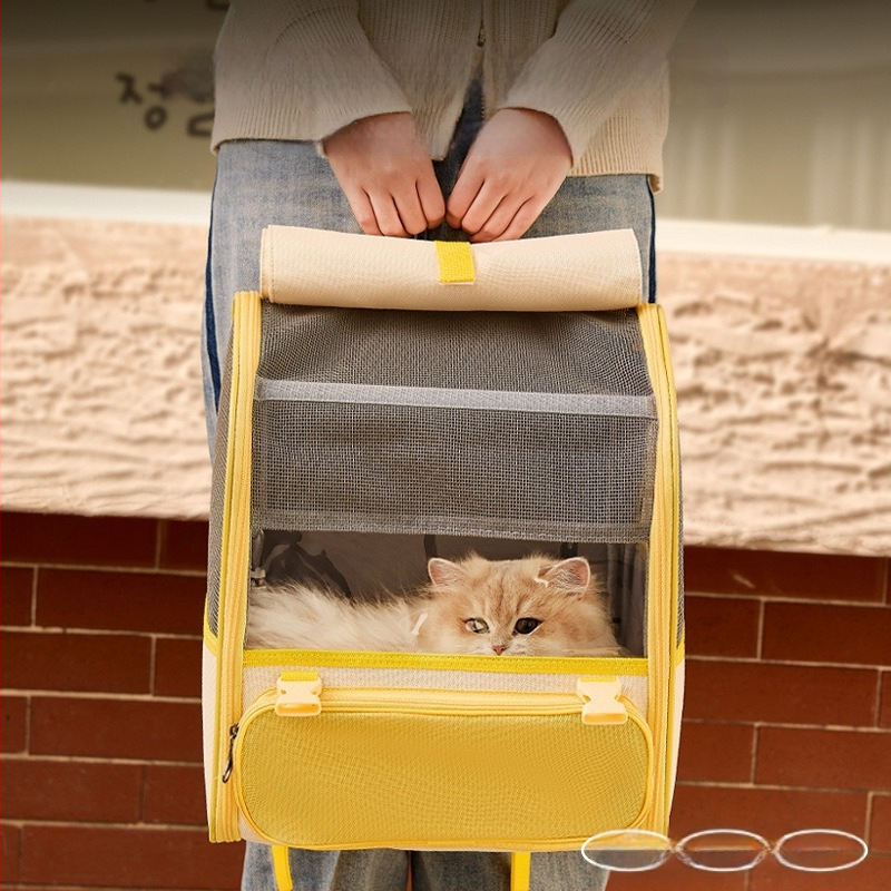 Macska kiránduló hátizsák, légáteresztő és összecsukható, 8 kg kapacitás, Oxford anyag