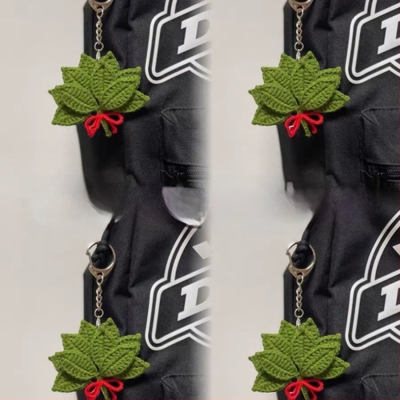 Ключодържател с мотив листа от грейпфрут, ръчно плетено, плюшен материал, сладък стил