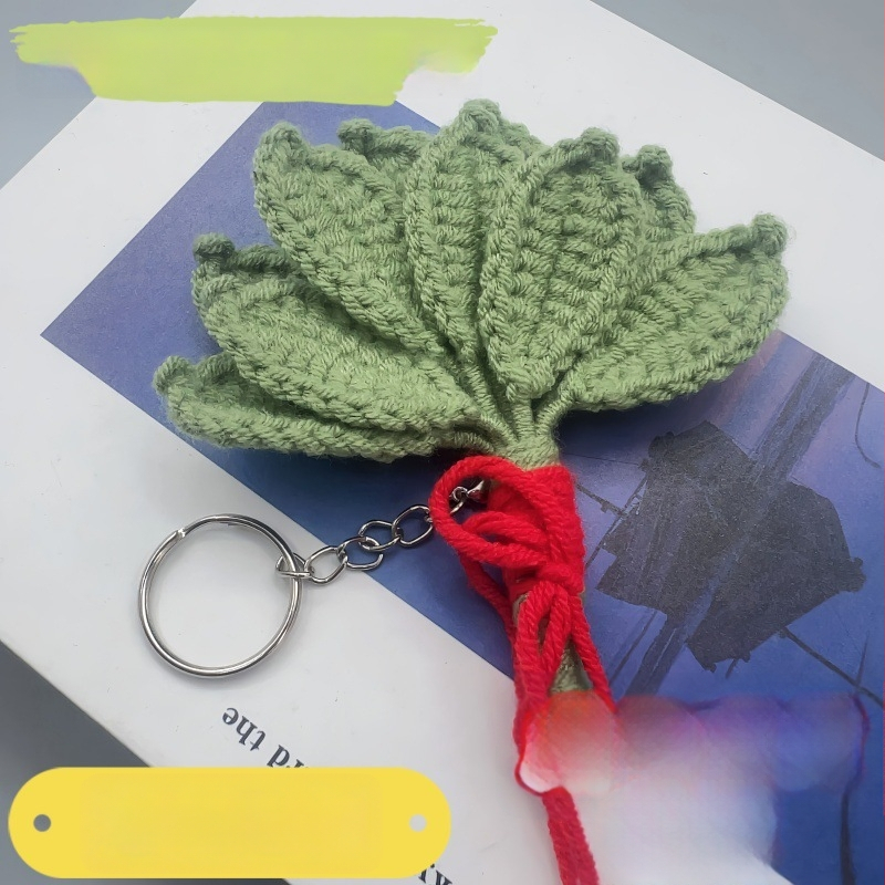 Ключодържател с мотив листа от грейпфрут, ръчно плетено, плюшен материал, сладък стил