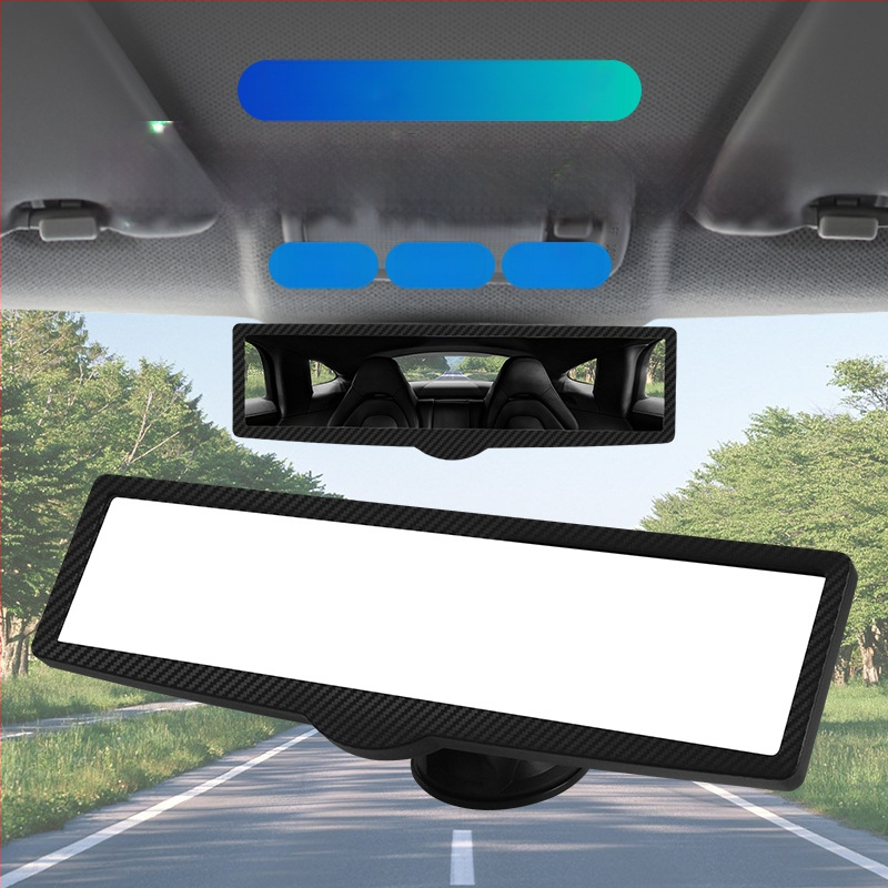 Vidaus galinis veidrodėlis automobiliui, CZC-255, ABS+ anglies pluošto kompozitas, 360° reguliuojamas, siurbimo kilpa tvirtinimas