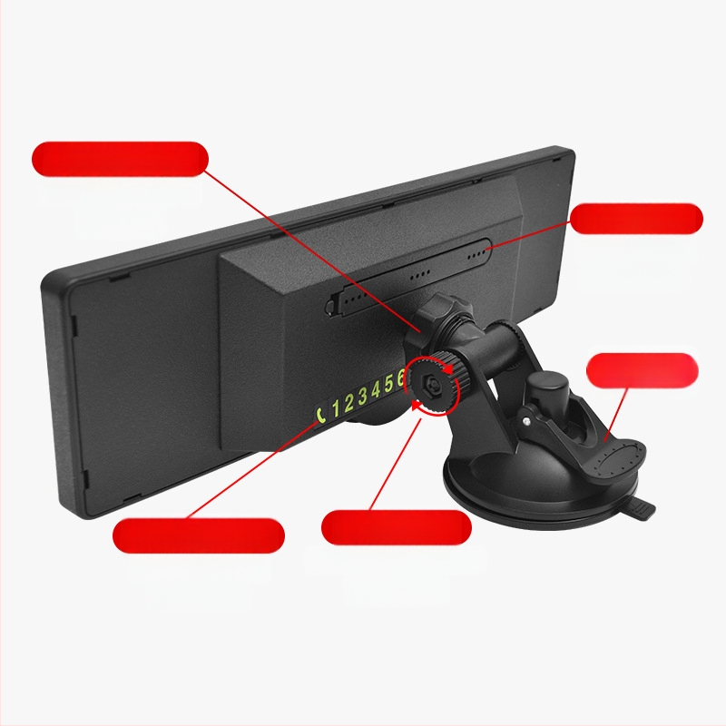 Vidaus galinis veidrodėlis automobiliui, CZC-255, ABS+ anglies pluošto kompozitas, 360° reguliuojamas, siurbimo kilpa tvirtinimas
