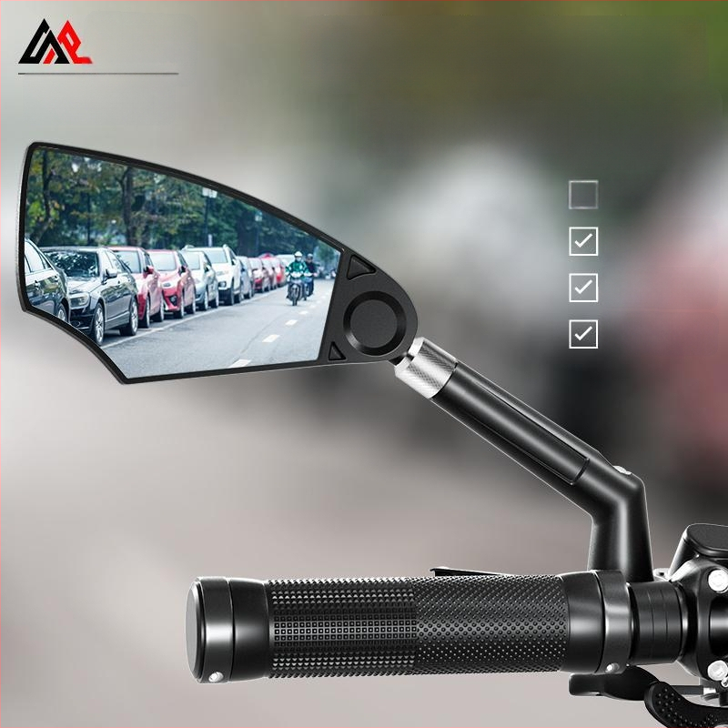 Dviračio galinio vaizdo veidrodėlis su kelių reflektoriumi, medžiaga PA/PP/aliuminio lydinys, svoris 210 g, tinka vamzdžio skersmeniui 2.1–2.3 cm