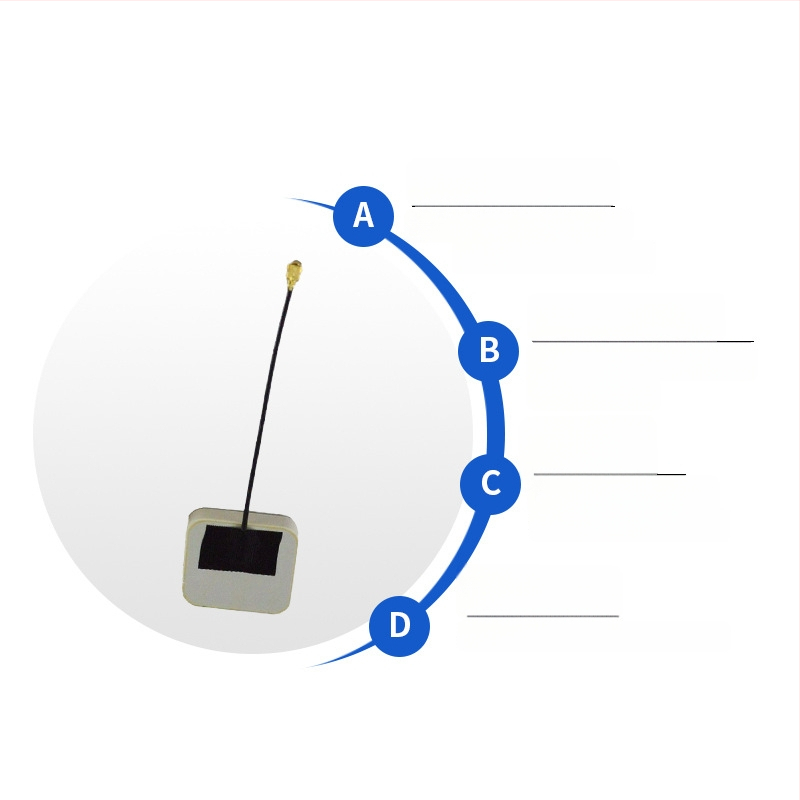 Passzív kerámia antenna WiFi 2.4 GHz és Beidou GPS-hez, IPEX csatlakozó, jármű pozícionálás, nyereség 3 dBi, tartomány 2400–2500 MHz, impedancia 50 Ω, SWR ≤ 2:1, 3–5 V