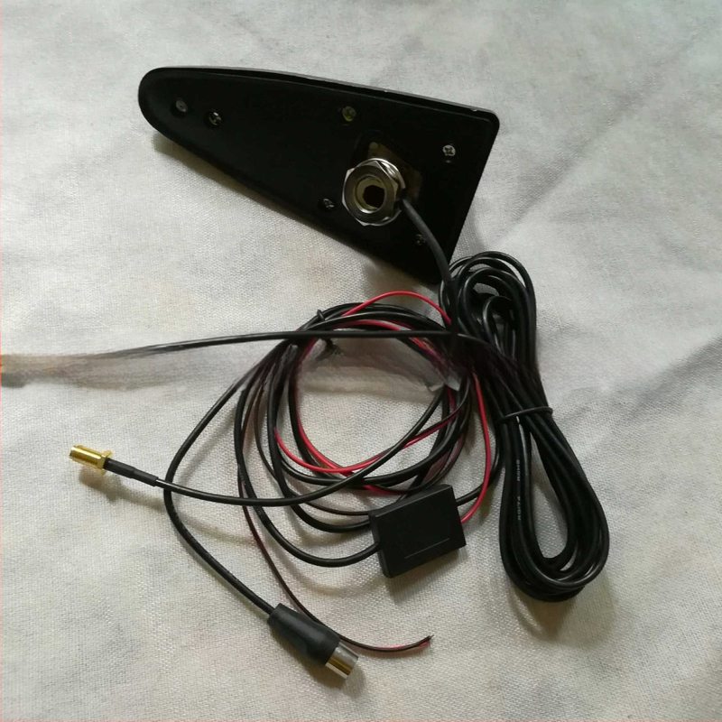 Aktív cápauszony-alakú autóantenna DAB AM/FM/DTMB digitális TV-hez, 470–860 MHz, nyereség 3.5, impedancia 20 Ω, SWR ≤1.5, tápegység 220 V