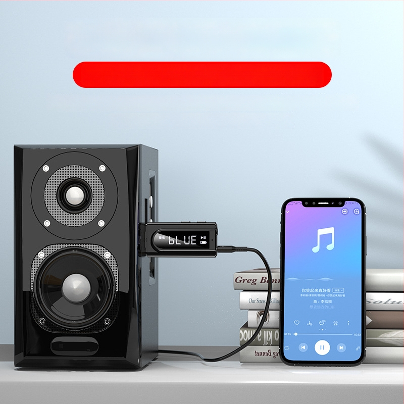 USB αυτοκινήτου FM Bluetooth μεταδότης με MP3 αναπαραγωγή και έξοδο AUX, στερεοφωνική διπλή έξοδος, Bluetooth 5.0, μοντέλο OMS‑K9, USB‑AUX διεπαφή, plug‑and‑play, εξωτερική τροφοδοσία