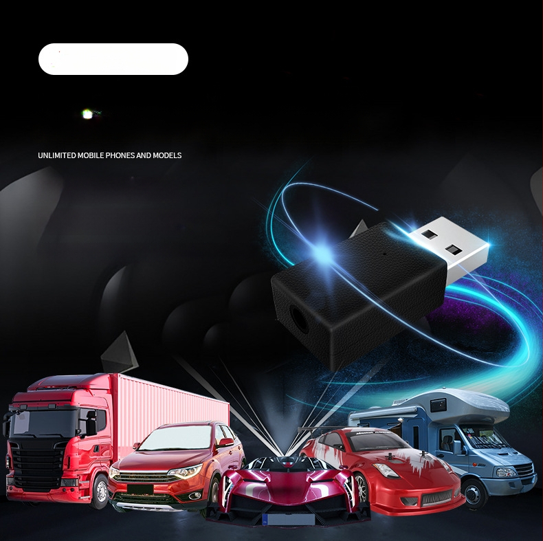 Διπλής εξόδου USB αυτοκινήτου Bluetooth 5.4 δέκτης, μοντέλο E7, USB διεπαφή, plug and play, χωρίς εξωτερική παροχή, εμβέλεια έως 10 μ