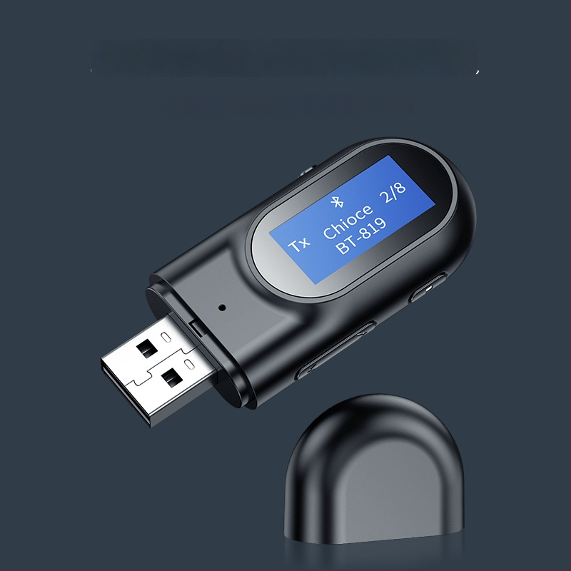 USB Bluetooth 5.0 Αντάπτορας ήχου για αυτοκίνητο — Διασύνδεση USB/AUX, Οθόνη LCD, Κλήσεις hands-free