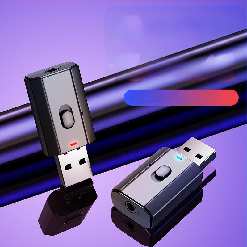 2-σε-1 USB Bluetooth προσαρμογέας για αυτοκίνητο ήχο – πομπός και δέκτης Bluetooth 5.0, 3,5 mm AUX, εξωτερική τροφοδοσία, εμβέλεια έως 10 μ