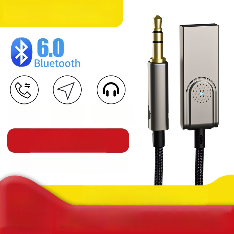 Bluetooth 6.0 Δέκτης/Μεταδωτής ήχου αυτοκινήτου με ενσωματωμένο μικρόφωνο και 3,5 mm στερεοφωνική έξοδο