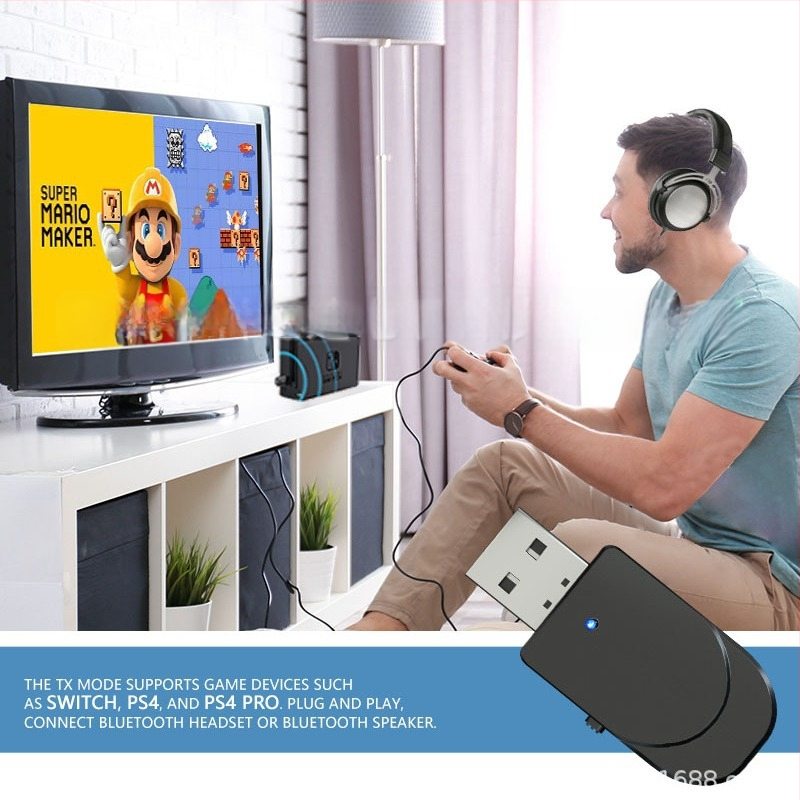 USB Bluetooth 5.0 μεταδότης-δέκτης ήχου, 2-σε-1 για Nintendo Switch, PC, TV και αυτοκίνητο – Μοντέλο KN330, Plug & Play, USB ήχου διεπαφή, εμβέλεια 10 μ