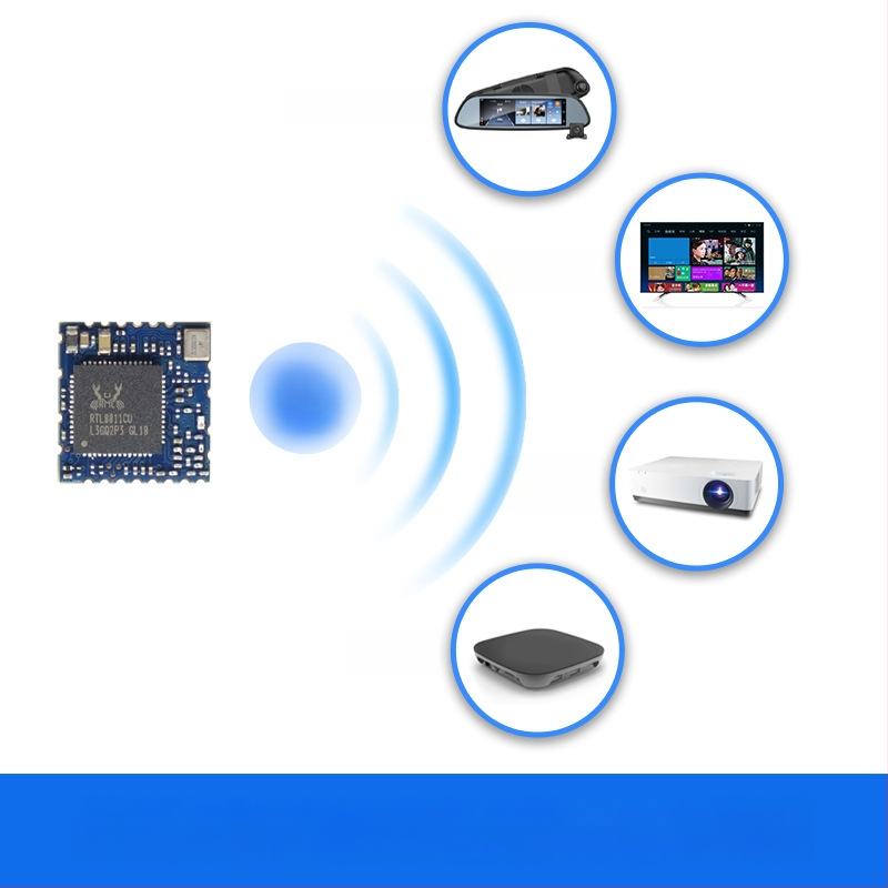 RTL8811CU Автомобилен WiFi модул за пренос на видео, двубандов 2.4G/5G, USB порт, обхват 600 м, за автомобилен проектор
