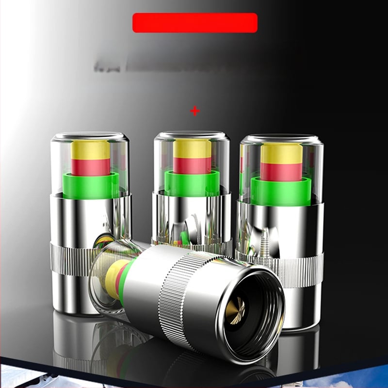 Gumiabroncsnyomás figyelmeztető sapka, 4 darabos készlet, univerzális autókhoz, 2.4 bar detektálás, műanyag + réz mag