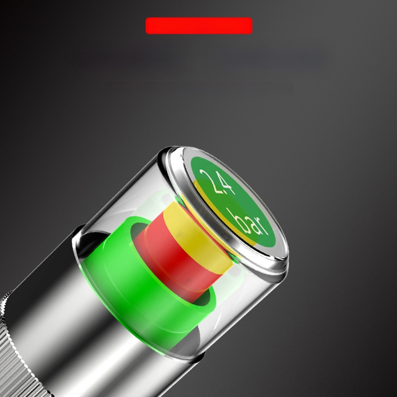 Gumiabroncsnyomás figyelmeztető sapka, 4 darabos készlet, univerzális autókhoz, 2.4 bar detektálás, műanyag + réz mag