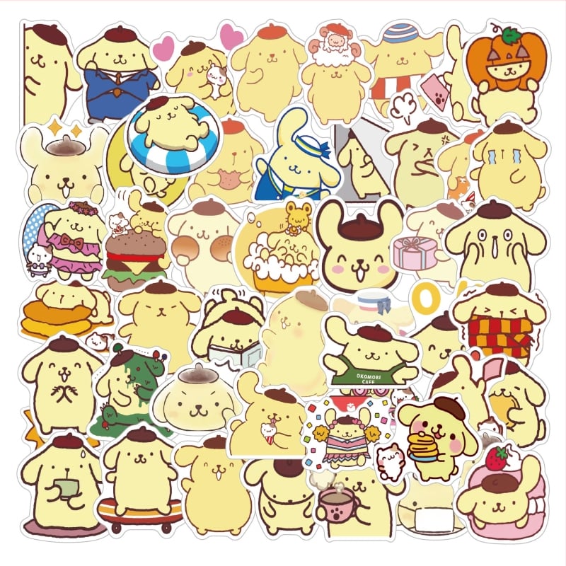 Set autocolante — 50 de bucăți, Pudding Dog, stil cartoon graffiti, impermeabile, pentru laptopuri, chitare și bagaje