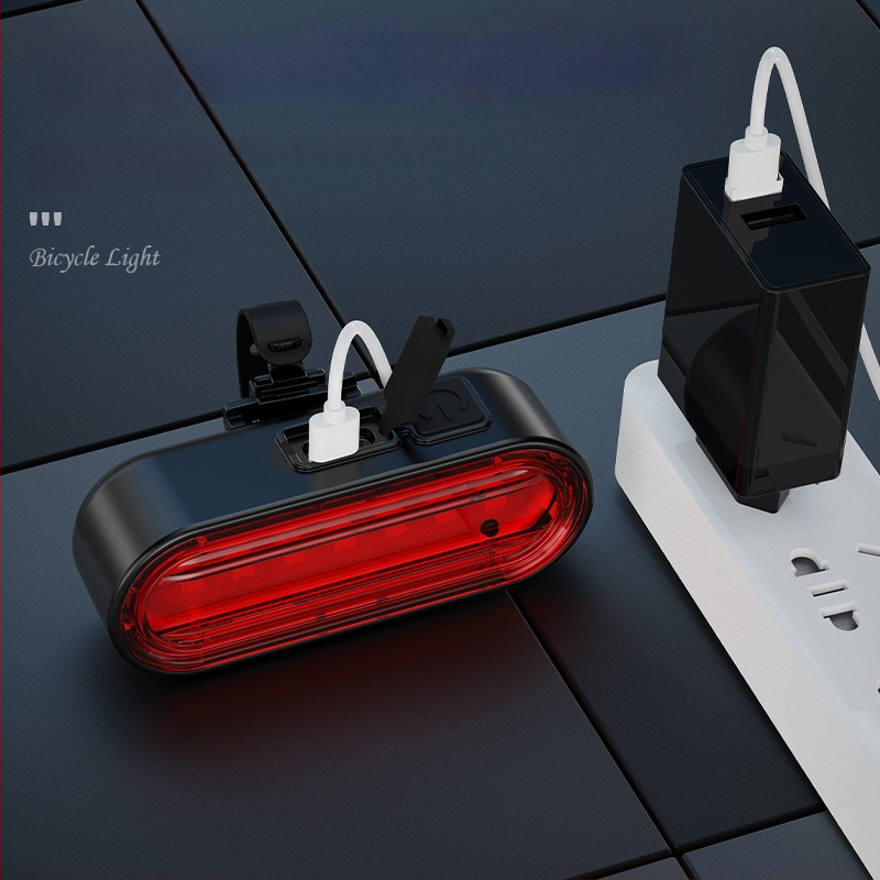 Dviračio galinės lempos su Micro-USB įkrovimu, COB LED, greitas diržinis montavimas, atsparus vandeniui, 200 mAh baterija, naktiniam važiavimui